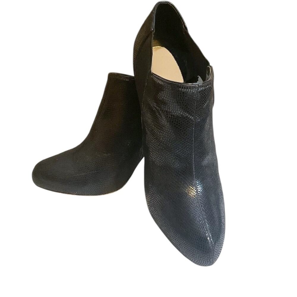 White House Black Market Black Booties 9.5M Lizard Embossed Stiletto Heel - Picture 9 of 15